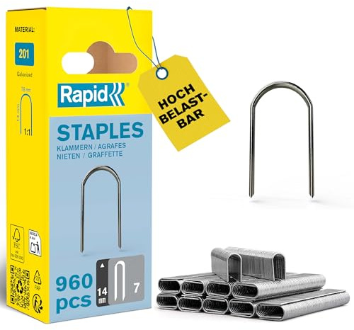 Rapid Kabelklammer Nr. 7, Benlängd 14 mm, Galvaniserat stål, 960-pack