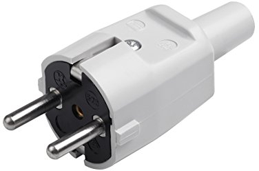 Meister Schutzkontakt-Stecker - PVC - grau - 250 V - 16 A - Maximaler Kabelquerschnitt 1,5 mm² - IP20 Innenbereich - Zentrale Einführung / Schuko-Stecker mit Knickschutztülle / 7421330