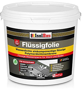 Isolbau Flüssigfolie 7 kg - Abdichtung für Dusche, Bad, Küche - MPA-Zertifikat Duschabdichtung für Wand und Boden - Abdichtungsmasse Wasserdicht und Lösemittelfrei