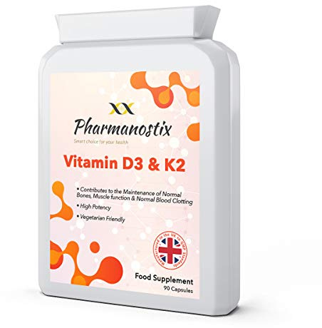 Vitamin D 3,000 IU & Vitamin K2 100ug MK7 Vegetarian Capsules - 90-Day Supply of Vitamin D3 Supplement Source of Cholecalciferol – Manufactured in The UK for Maximum Absorption