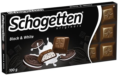 Schogetten Black & White 100g Schokoladentafel, praktisch einzeln portioniert. Ein Genuss. Stück für Stück.