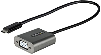 StarTech.com USB C to VGA Adapter - 1080p USB Type-C to VGA Adapter Dongle - USB-C (DP Alt Mode) to VGA Monitor/Display Video Converter - Thunderbolt 3 Compatible - 12 Long Attached Cable (CDP2VGAEC)