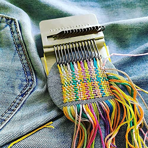Kleiner Webstuhl Speedweve Typ Weave Tool, DIY Stopfwerkzeuge mit Kunststoffscheiben 14/28/42 Haken, Holz praktische Stopfmaschine Mini Rainbow Weaving Multi-Craft Flechten