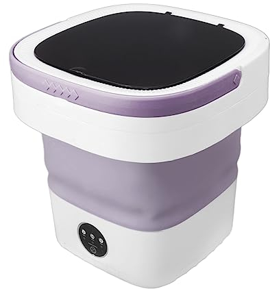 YUYTE Tragbare Waschmaschine, 7,5 L, Faltbare Mini-Waschmaschine und Wäscheschleuder, Kleine Faltbare Eimerwaschmaschine für Camping, Wohnmobil, Wohnheim, Reisen, Reisewäsche (Lila)