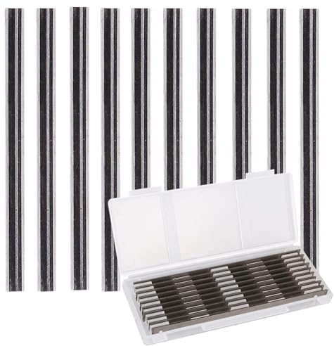10 Stück 82mm Hobelmesser HSS Set, 82 x 5,5 x 1,2mm Elektrohobel Hss Klinge, Wendemesser Hobelmesser Messer 82mm für Bosch Hobel, Handhobel, Holzbearbeitungsmaschinen (10)
