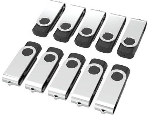 Chiavetta USB 2GB 10 Pezzi WOOOLKEN USB 2.0 Pen Drive 2GB Girevole Pennetta USB Flash Drive Memoria Stick Thumb Drive Per Computer Laptop TV (Nero)