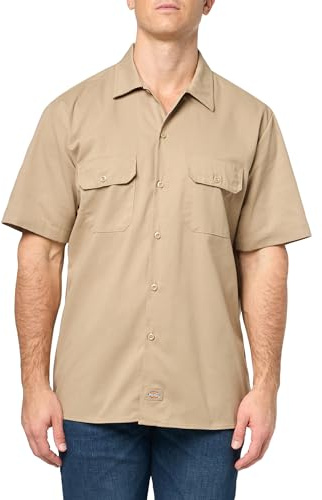 Dickies Chemise de Travail à Manches Courtes Flex Slim Fit pour Homme, Sable, Taille M