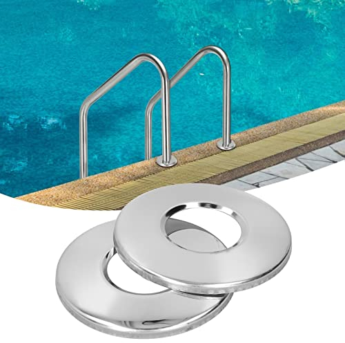 2 Piezas Placas de Escudo para Escaleras de Piscina, Cubiertas de Pasamanos de Piscina de 4,2 cm Escudos de Acero Inoxidable para Tubo de Escalera para Piscina