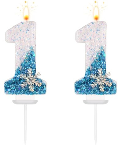Velas con Números, Velas con Números Cumpleaños con Copos Nieve Decoración para Tartas de Decoraciones para Fiestas de Suministros para Cumpleaños Bodas y Fiestas (11)
