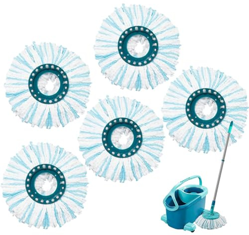 5er Pack Ersatz-Wischbezüge für Leifheit Clean Twist Disc Mop Ergo/Clean Twist Disc Mop - 2-Faser-System für alle Bodenarten