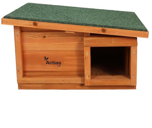 Actiaspet Wooden Hedgehog House Hibernation Shelter Predator-Proof Garden Habitat with Lockable Roof Easy Assembly 47x40x26cm