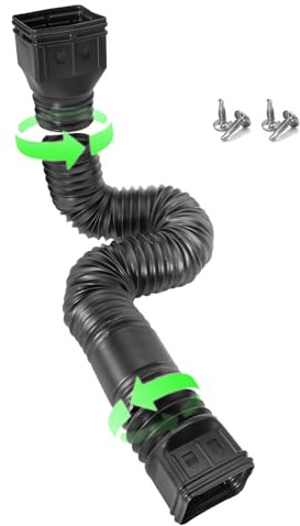 Expandable Guttering Drain Pipe, 150cm Flexible Rainwater Downspout Extension, Adjustable Guttering Rainwater Kit, Durable Guttering Pipes and Fittings for Lawns, Gardens (Square Interface)