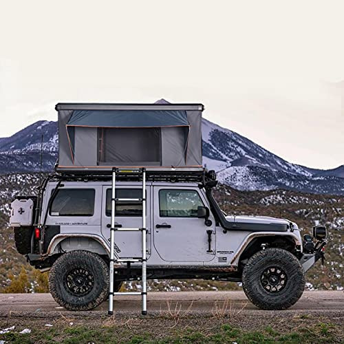 Hard Shell Roof Tent for 1-3 People, Waterproof Sunroof Tent with Hydraulic Rod, Adjustable Telescopic Ladder, and Solar Emergency Light