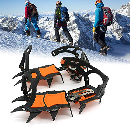 Fabater Vinter Snökängor Skor 12 Tänder Ice Stegjärn Antisladd Is Gripper Spikes Snö Dragklotsar Manganstål Justerbar US 6-13,5 för Män Kvinnor Vandring