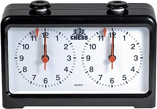 WE Games Analog Chess Clock Timer with Quartz Precision Technology, Game Timer Clock for Blitz Chess and Bullet Chess, Chess Timer Clock Official, Chess Clocks with Analog Timer for Board Games