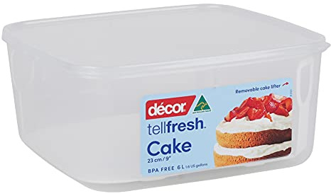 Décor Tellfresh - Caja de Almacenamiento para Tartas de 9 Pulgadas, con Elevador de Tartas para una fácil extracción, Tapa hermética, Apta para lavavajillas, Capacidad de 6 litros