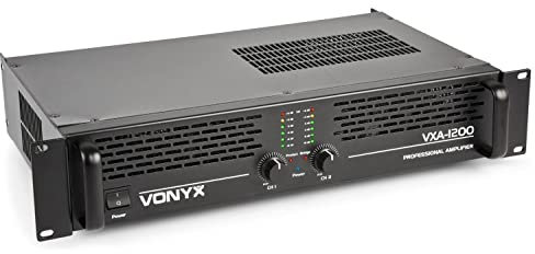 Vonyx VXA- 1200 - Amplificateur Professionnel, 2x 600 Watts, Connexion en Pont, Amplificateur Stéréo Haute Qualité, Idéal DJ et DJ Mobiles