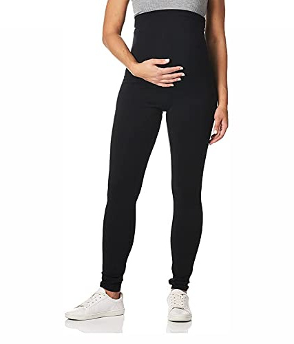 HUE womens Maternity Cotton Leggings, Black, Large US