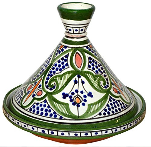 Moroccan Handmade Serving Tagine Exquisite Ceramic With Vivid colors Original Medium 10 inches Across