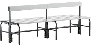System-Umkleidebank Alu/Stahl, Typ G, LxBxH cm: 150x72,5x77, Doppelseitig, mit Rückenlehne