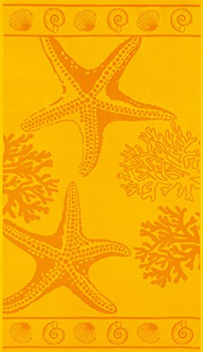 Delindo Lifestyle Toalla de playa Tropical Estrella de mar Amarilla, 100% algodón, 100 x 180 cm