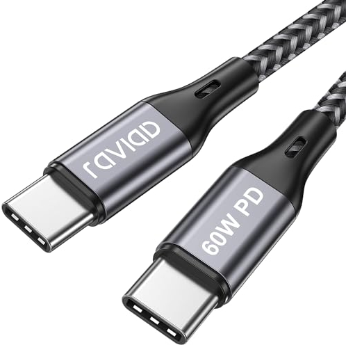 RAVIAD Cable USB C a USB C [1M], Cable PD 20V/3A 60W Carga Rápida Cable USB Tipo C para Macbook Pro, Macbook Air, Samsung Galaxy S21 S20 S10 S9, Huawei P40 P30, Mi 11 10, Xperia, Google Pixel