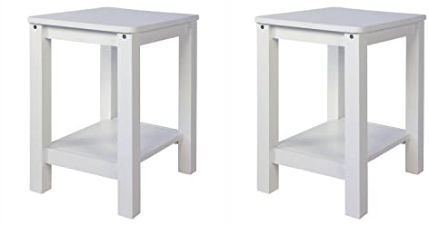 Homestyle4u 2270, Holzhocker Hocker Holz Weiß 2 Stück Sitzhocker 2er Set Tischhocker Kniehocker Kiefer Massivholz