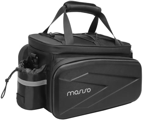 MOSISO Borsa Portapacchi Bici, Borsa Termica per Sedile Posteriore, 2 Tasche Laterali in Eva con Borse Laterali Pieghevoli, 8 Litri, Borse Portaoggetti per Sedile Posteriore con Tracolla, Nero