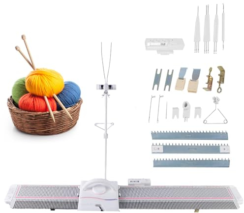 Macchina per maglieria semiautomatica-150 punti/spessore medio 6,5mm,attrezzatura per lavorare a maglia a mano per sciarpe e cappelli,completa aghi e accessori per filati,per modelli versatili