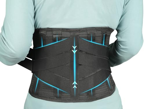 Oramuon Rückenstützgürtel mit 7 Metallstützen, Bequeme Rückenbandage für Herren und Damen, Rückengurt für zur unteren Rücken, LWS, Atmungsaktive Nierengurt für Arbeit und Sports