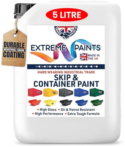 TRADE SUPPLIES UK - Extreme Skip & Container Industrial Paint – High Durability, Gloss Finish, Rust Inhibiting, Heavy-Duty Enamel Paint for Wood, Concrete & Metal - Mid Green, 5L