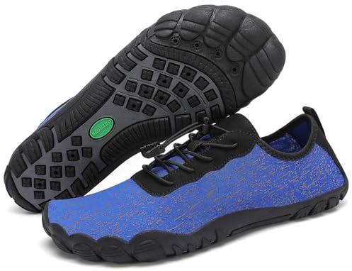 SAGUARO Homme Femme Chaussures pour Piscine et Plage Chaussons de Plongée d'eau Chaussettes Aquatiques pour Sports Nautiques Natation Surf Voile Mer Rivière, Bleu, 44 EU