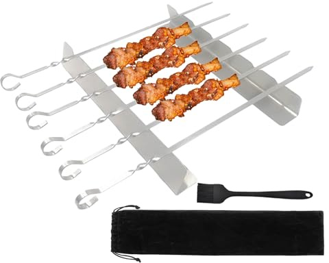 Mppchhn Soporte Para Pinchos | Porta Pinchos Para Parrilla | Accesorios De Barbacoa En Acero Inoxidable Para Carne Pescado Salchichas Freidoras De Aire Camping Exterior Reuniones