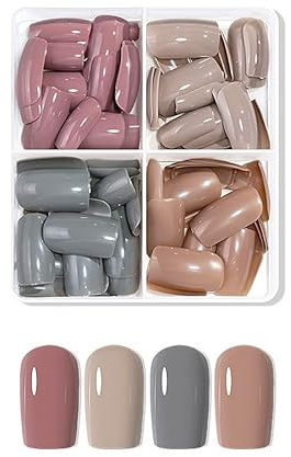 Lot de 96 faux ongles courts mats à couverture complète courts à coller (06)