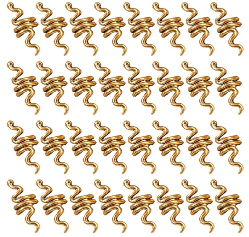 Veemoon 40pezzi Polsini per Capelli Serpente in Lega Dorata Mini Elastici Spirale per Dreadlock e Trecce Fermagli per Capelli da Donna Accessori per Styling
