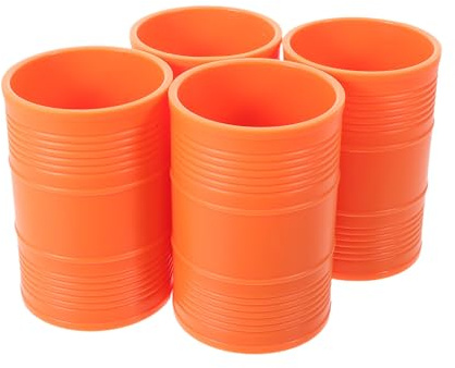 FUNNETOYU 4 Piezas Vasos para Dados Forma de Barril Naranja Copa de Plástico para Dados Fiestas Ktv y Actividades Grupales Accesorios Duraderos para Mesa