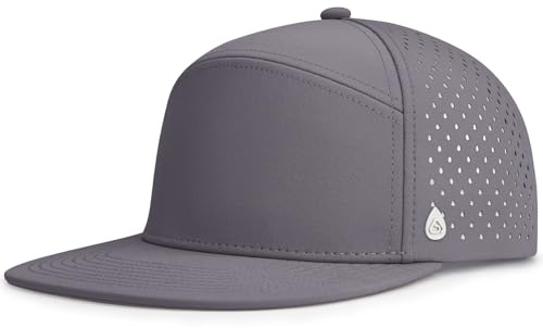 AOPREL Flat Brim Baseball Cap for Men Adjustable Trucker Hats Water-Resistant Performance Hat with Breathable Laser Perforated for Running, Golf, Workout, Gym & Outdoor Dark Gray