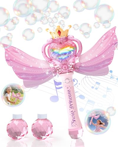 Viondra Seifenblasenstab Kinder mit Licht Musik, 2 Bubble Flaschen