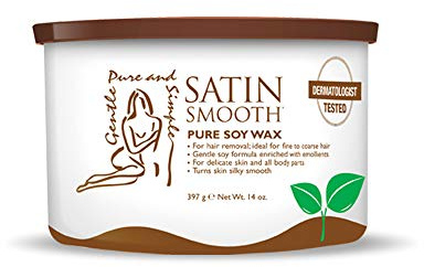 Satin Smooth Soy Hair Removal Wax - Painless Waxing for Sensitive Skin, Effective for Face, Legs, & Bikini, Ideal for Fine to Coarse Hair 14 oz