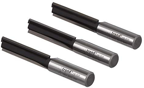 Trend Trade Pack of 3 Straight Multi-Purpose Router Cutters, 1/2 Inch Shank with 12.7mm Cut Diameter and 50mm Cut Length, Tungsten Carbide Tipped, TR/PACK/3