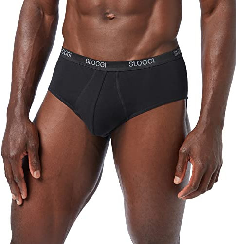 sloggi men Herren Basic Midi Slip, Black, 6
