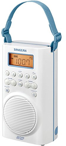 Sangean H205 Shower Radio AM/FM Waterproof, Weather Alert, Digital Tuning, White