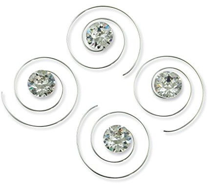 Rivelle Damen Curlies Strass 8 mm kristall 8 Stück Strasssteine Haarspiralen Haarschmuck Hochzeit Brautschmuck