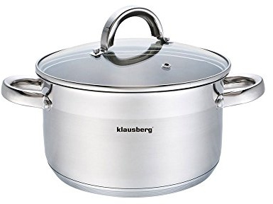 Gryta med lock i många storlekar, 0,5 l till 14 l, kastruller, induktion, rostfritt stål, Klausberg (3,0 l)