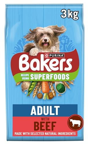 BAKERS Superfoods Adult Dry Dog Food Beef with Vegetables 3kg (Pack of 4)