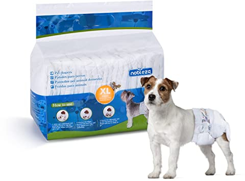 Nobleza Hund Windeln Einweg Weiblich Welpen Training Windeln Super Absorbent Pet Wraps 12 Pack, Größe XL