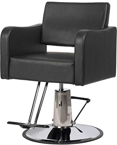Buy-Rite Lexus Styling Chair for Professional Salons, Modern European Design, Wide Seat with Lumbar Support, Hydraulic Pump, Black Vinyl & Slat Backrest, Model YLG-452