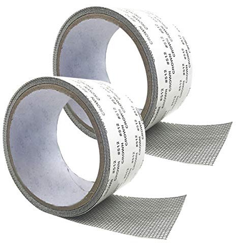 Carkio Screen Repair Tape Fiberglass Covering Wire Mesh Repair Tape Door Window Screen Patch Tape Strong Adhesive Seal Compatible with Repair Holes Tears - Gray