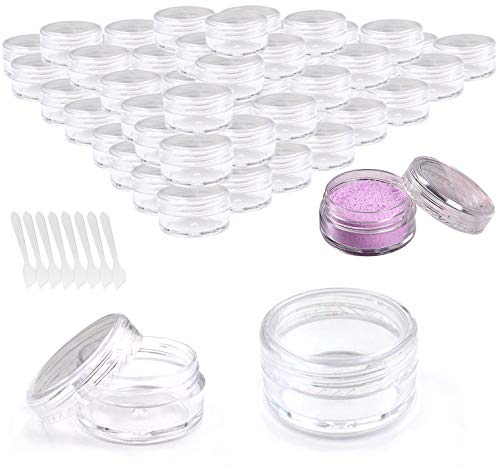 BITEFU 80pcs 5g 5ml Pot Vide,Contenant Cosmetique Vide Transparents Plastique Boite de Rangement Pot a Creme avec Mini Spatule Pot Échantillonnage de Voyage , As Picture, as picture, As Picture, as