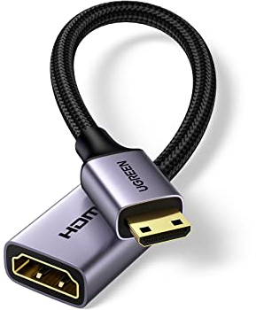 UGREEN Mini HDMI to HDMI Adapter 4K@60Hz 1440P@144Hz Male to Female Standard HDMI 2.0 Cable UHD HDR ARC HDCP Compatible with Raspberry Pi Zero Camera TV Laptop Portable Monitor Capture Card PS5 Switch